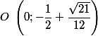 O\; \left(0; -\dfrac{1}{2} +\dfrac{\sqrt{21}}{12}\right)